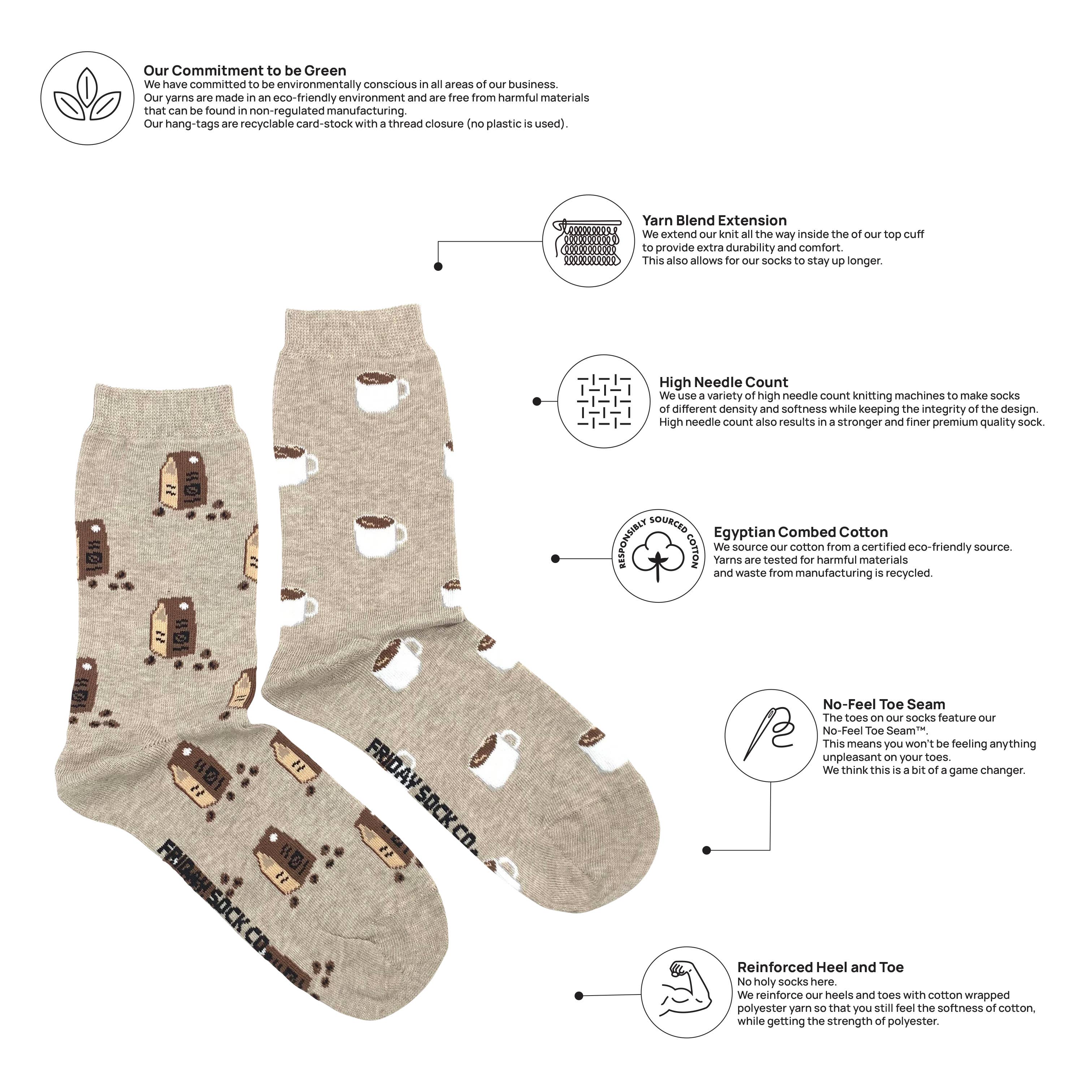 Friday Sock Co. - Chaussettes pour femmes | Coffee Bag & Mug | Mismatched Socks