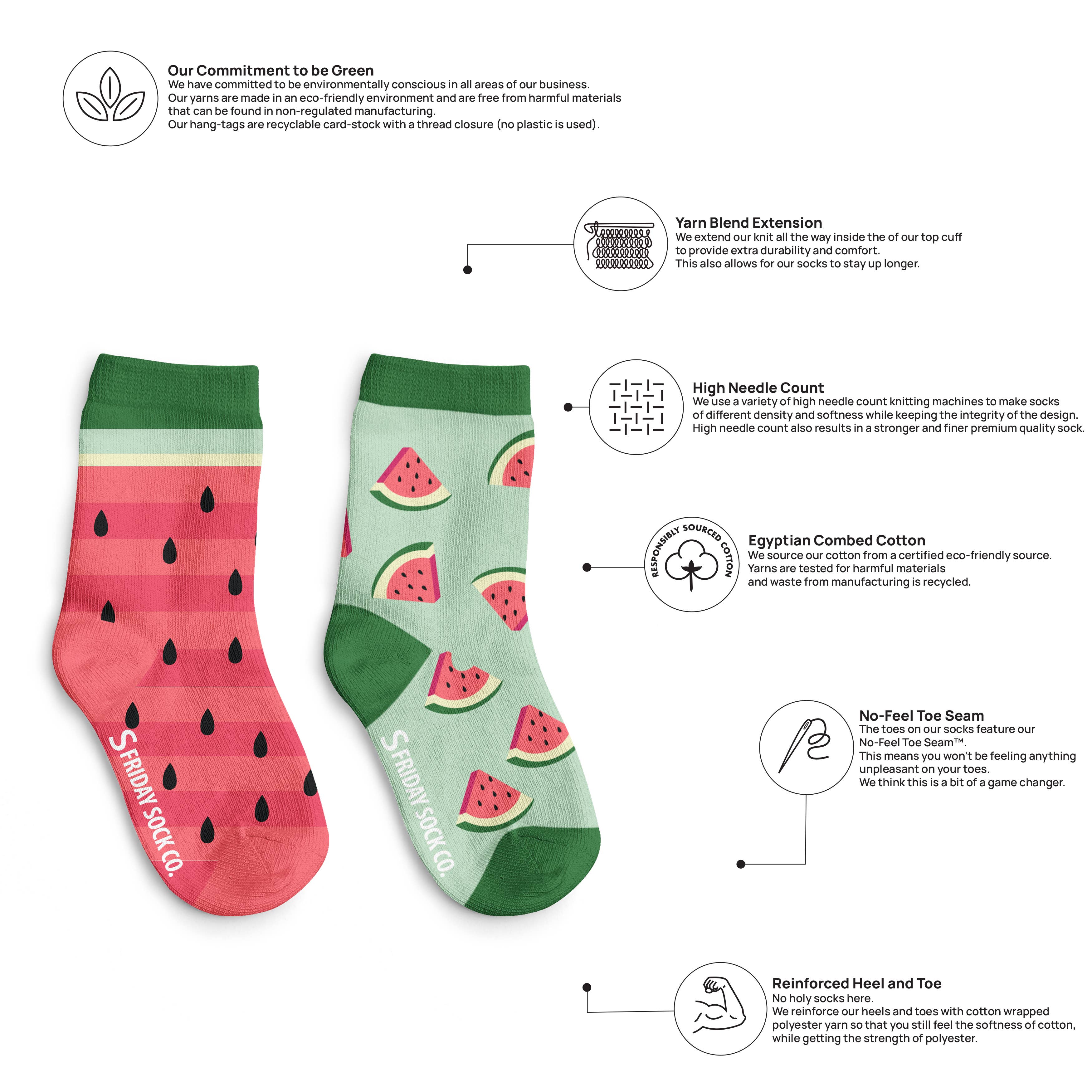 Friday Sock Co. - Chaussettes pour enfants - melon d'eau