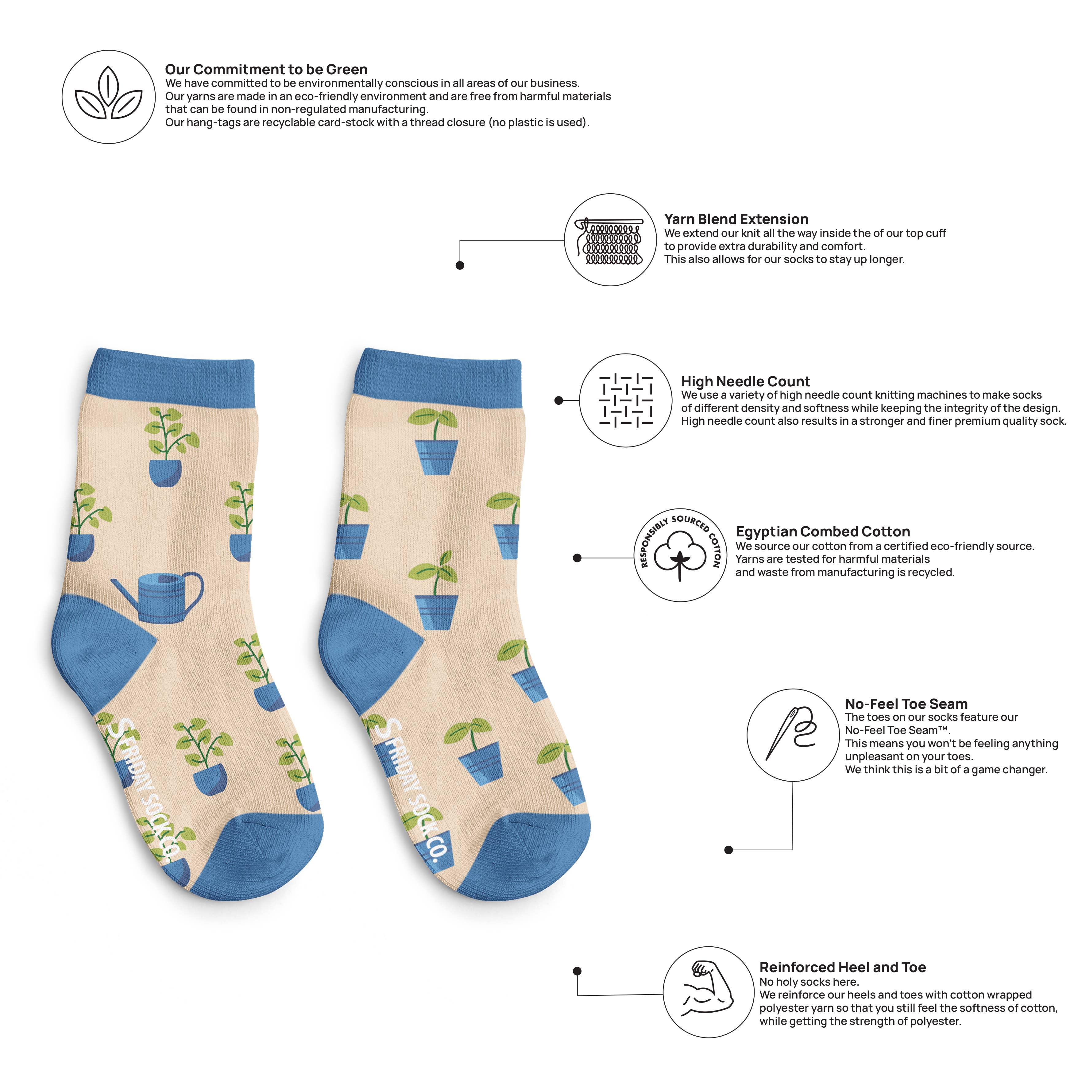 Friday Sock Co. - Chaussettes pour enfants - les plantes
