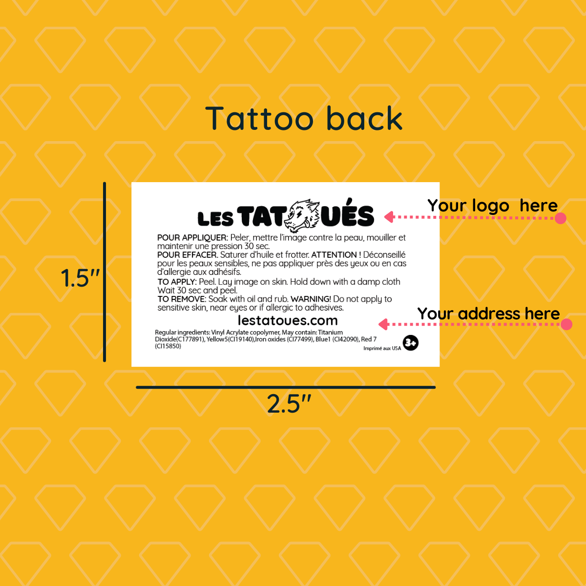 Custom tattoos 1.5 X2.5 in