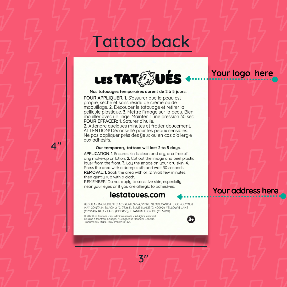 3 X 4" Custom Tattoos