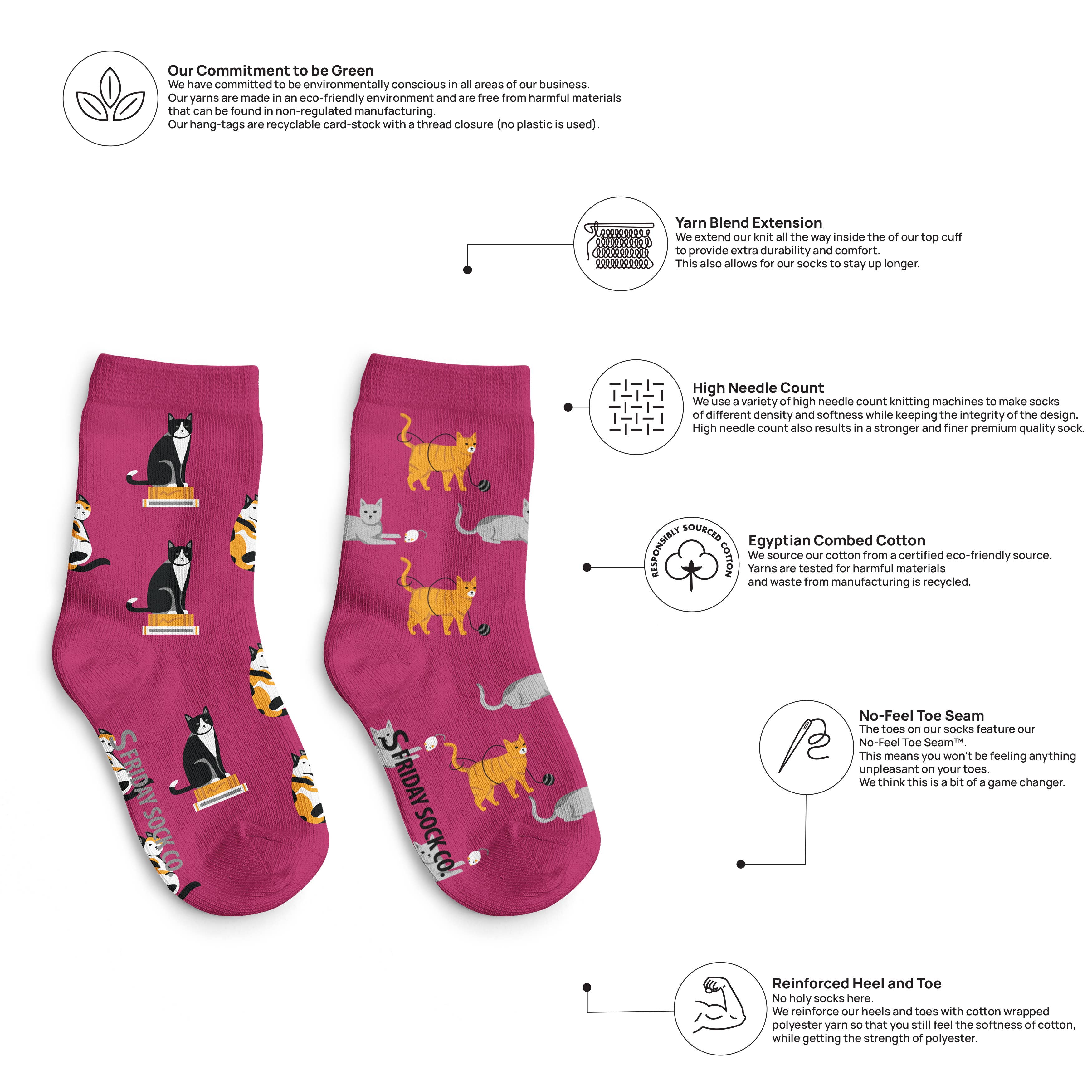 Friday Sock Co. - Chaussettes pour enfants - les chats