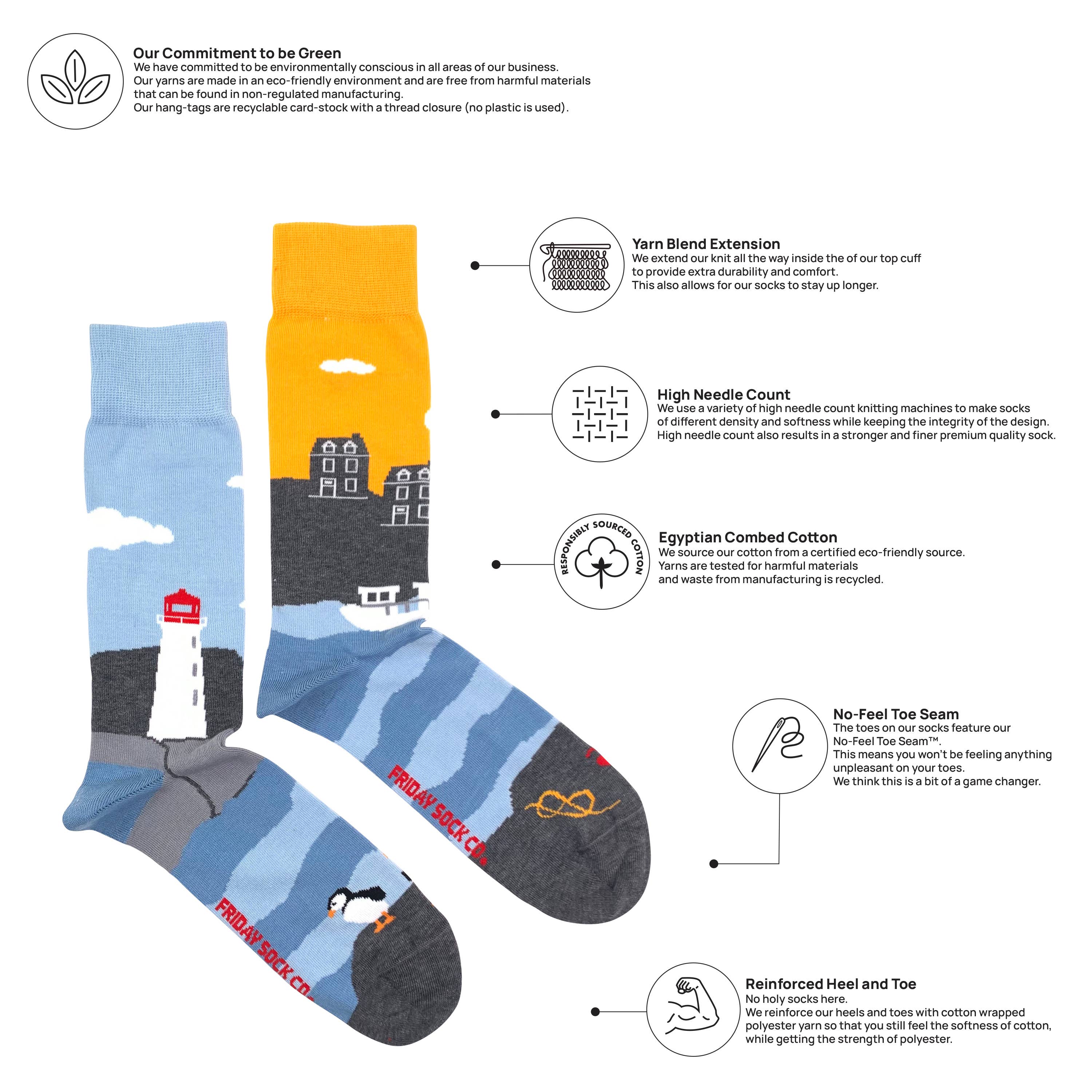 Friday Sock Co. - Chaussettes pour hommes | Paysage Canadien | East Coast | Mismatched