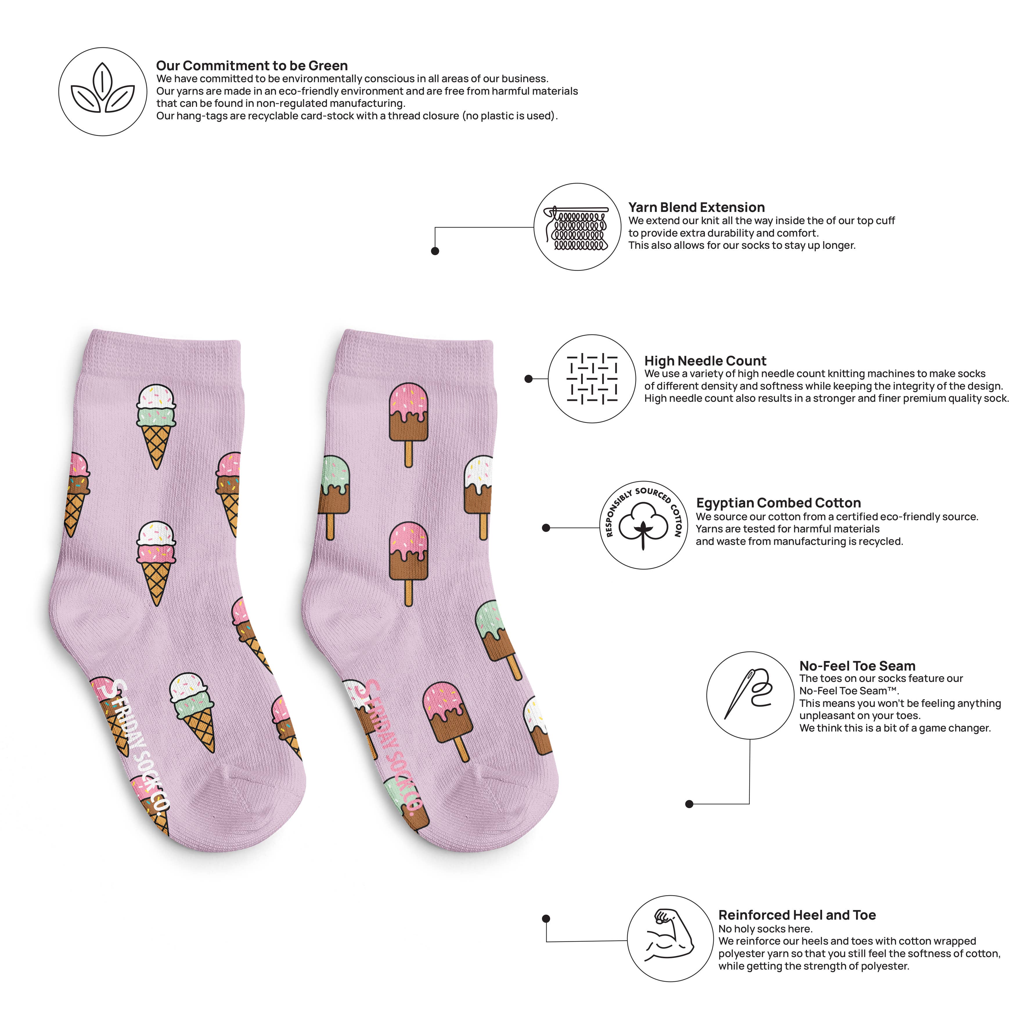 Friday Sock Co. - Chaussettes pour enfants - crème glacée