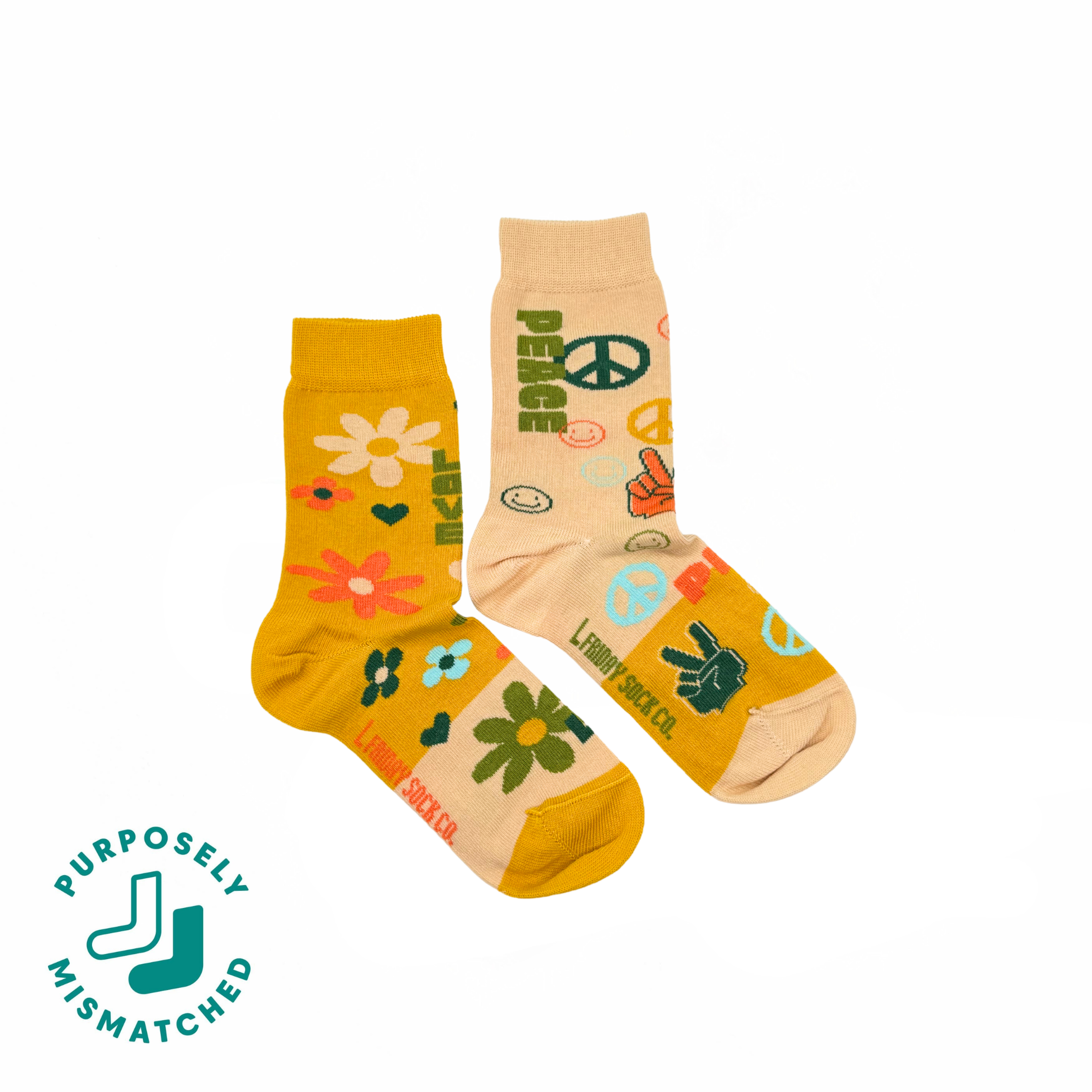 Friday Sock Co. - Chaussettes Paix et Amour pour Enfants: Moyen (Âge 4-7)