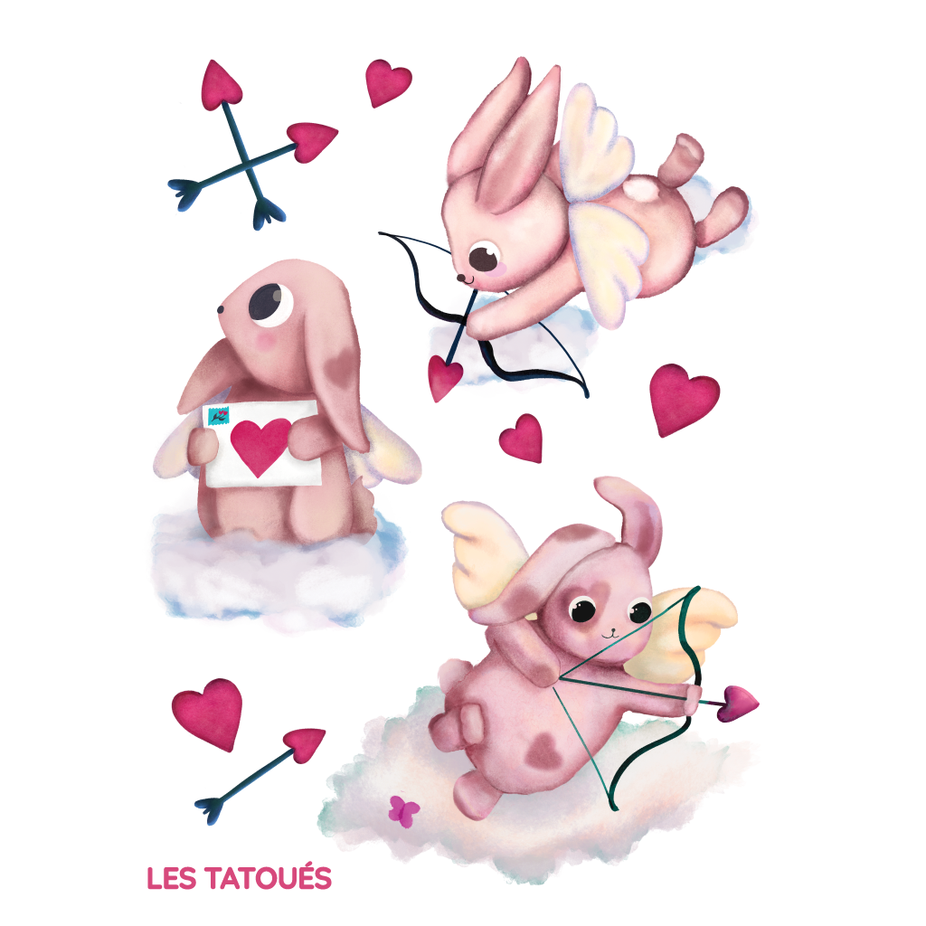 tatouages temporaires- lapins valentins