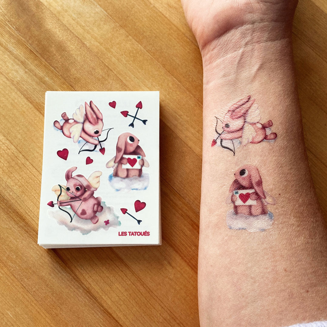 tattoo temporaire cupidon lapin mignon