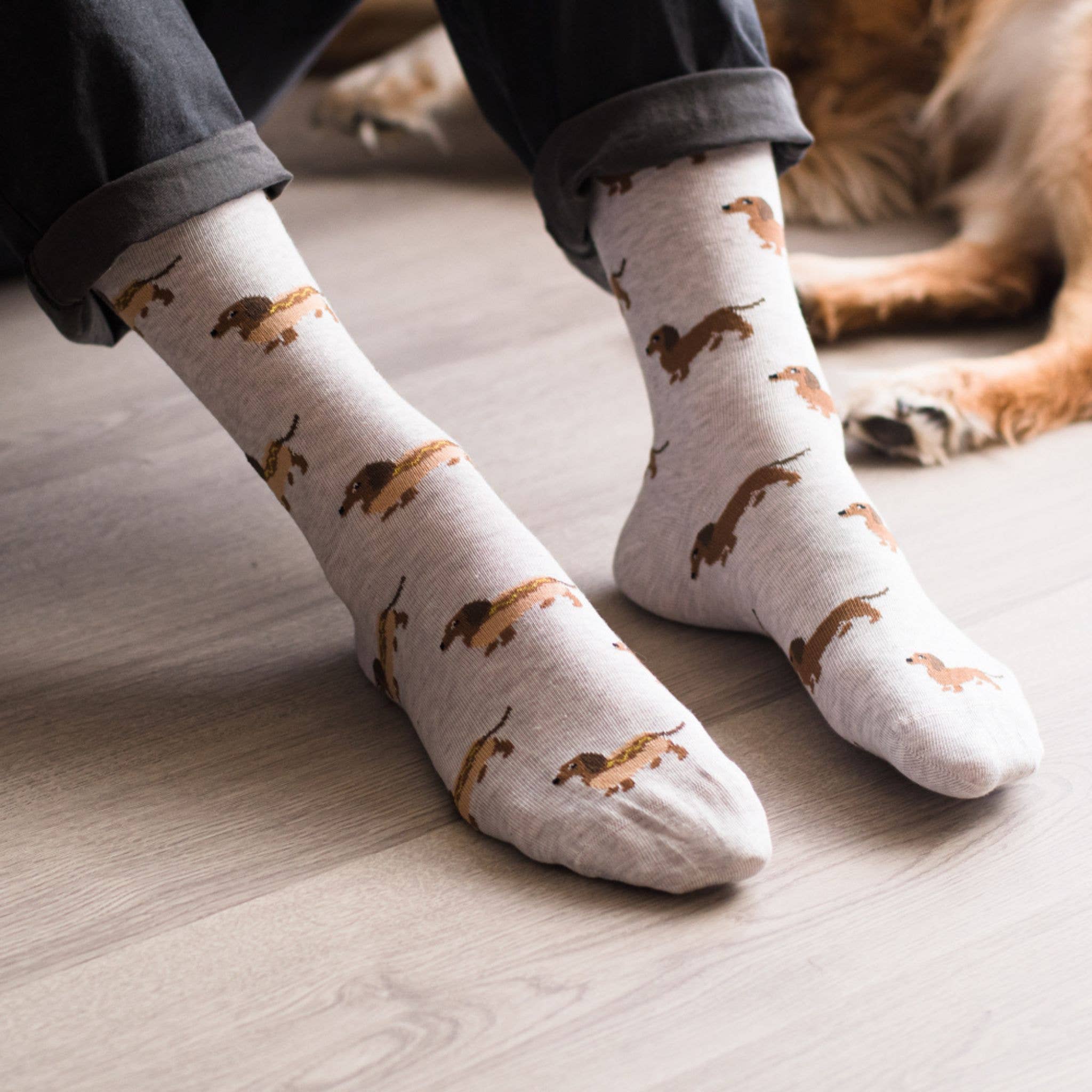 Friday Sock Co. - Women's Socks | Wiener Dog Hot Dog | Mismatched Socks