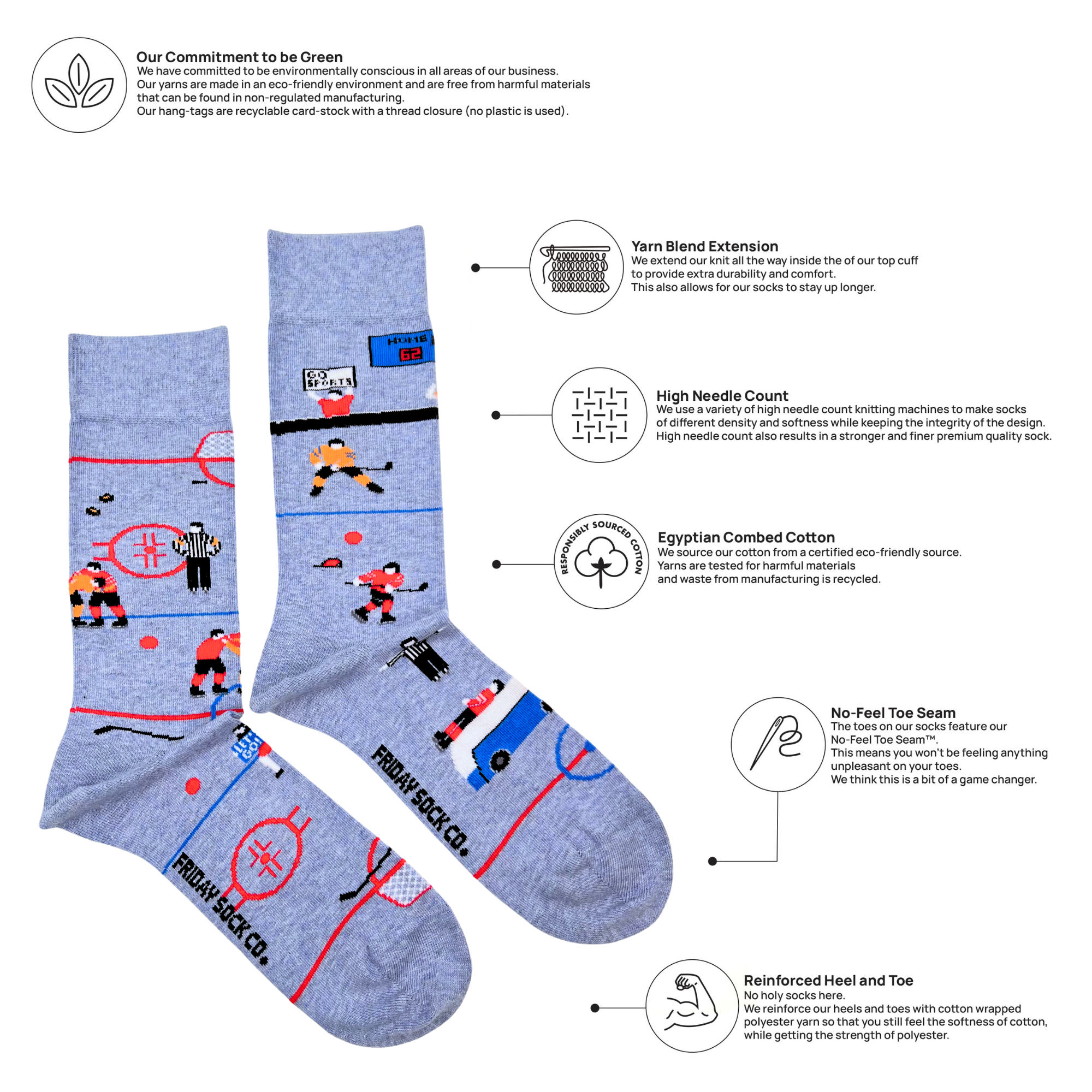 Friday Sock Co. - Chaussettes Scènes de Hockey Drôles pour Hommes