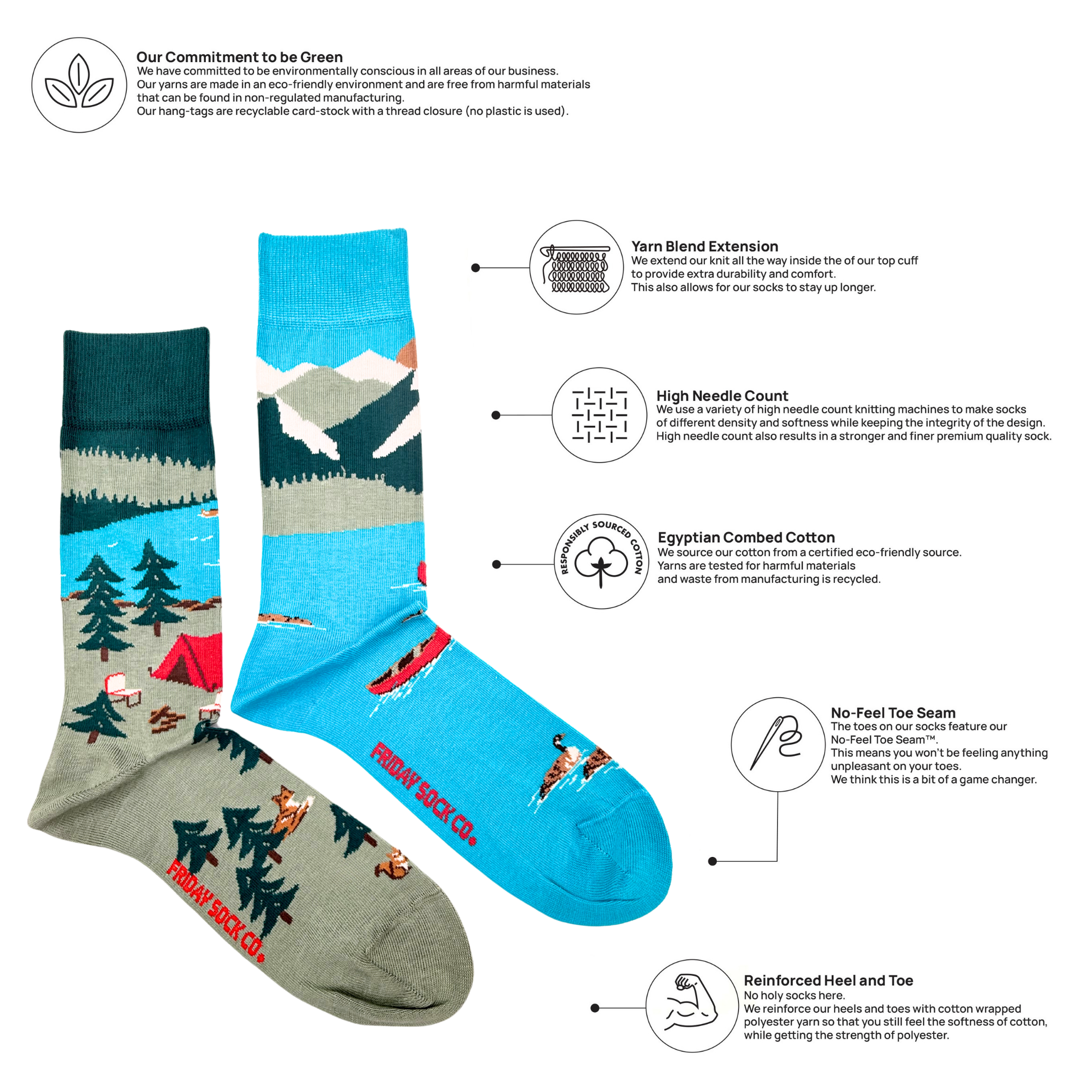 Friday Sock Co. - Chaussettes pour hommes avec scène de montagne canadienne