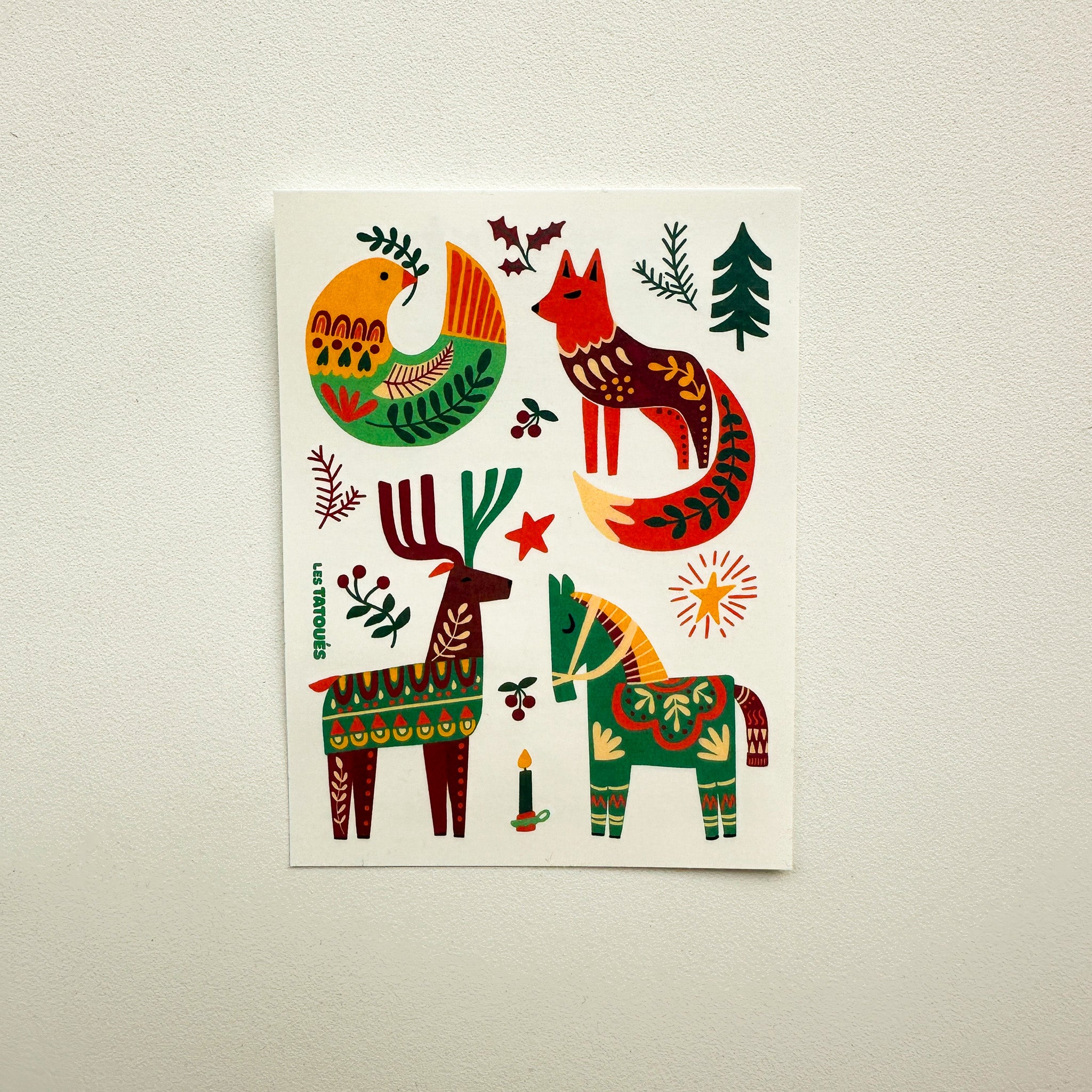 Tatouages temporaires animaux d'inspiration noël scandinave