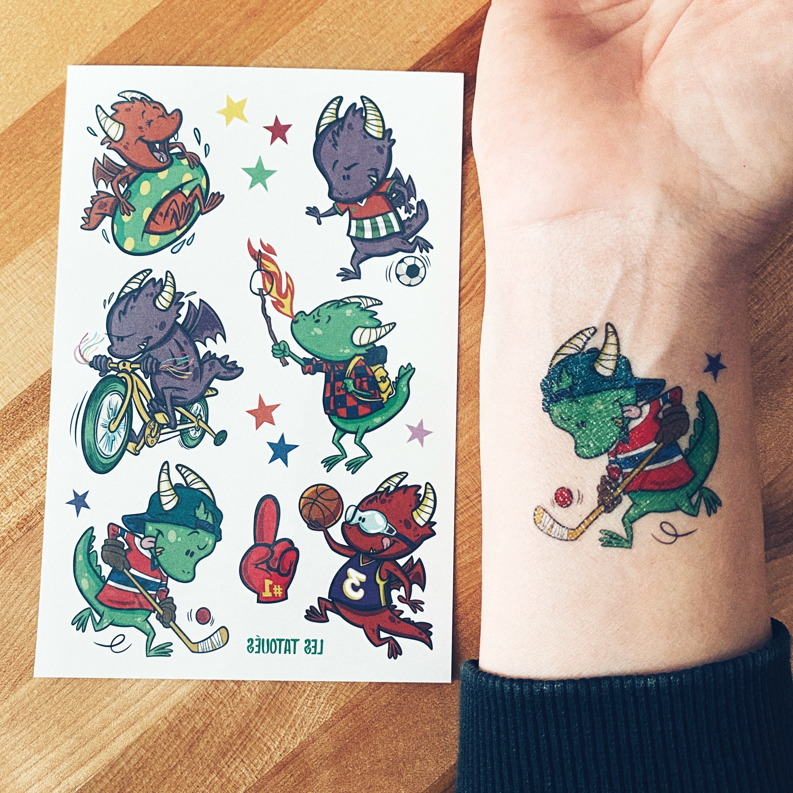 tatouages temporaires de dragons actifs