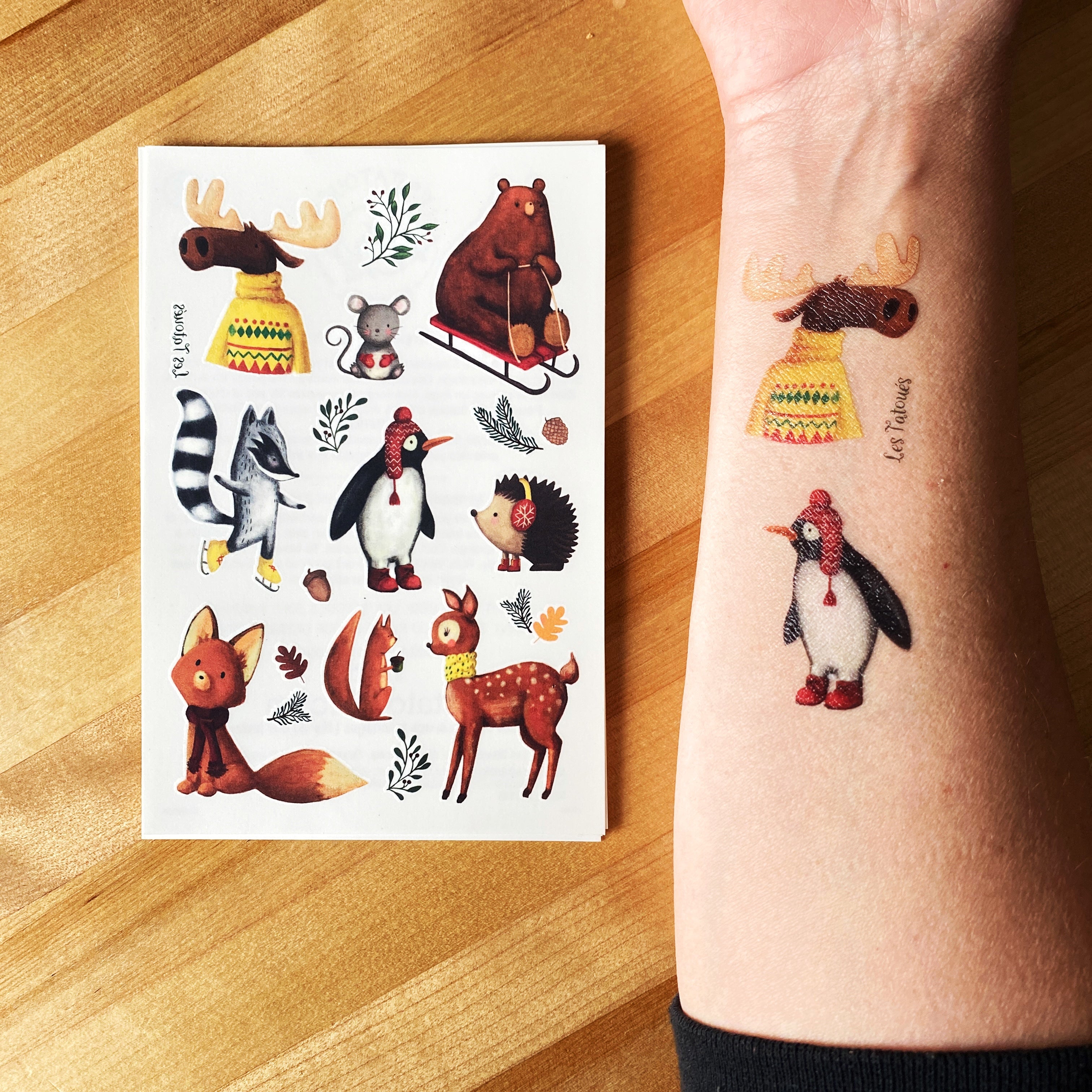 animaux d'hivers - temporary tattoo