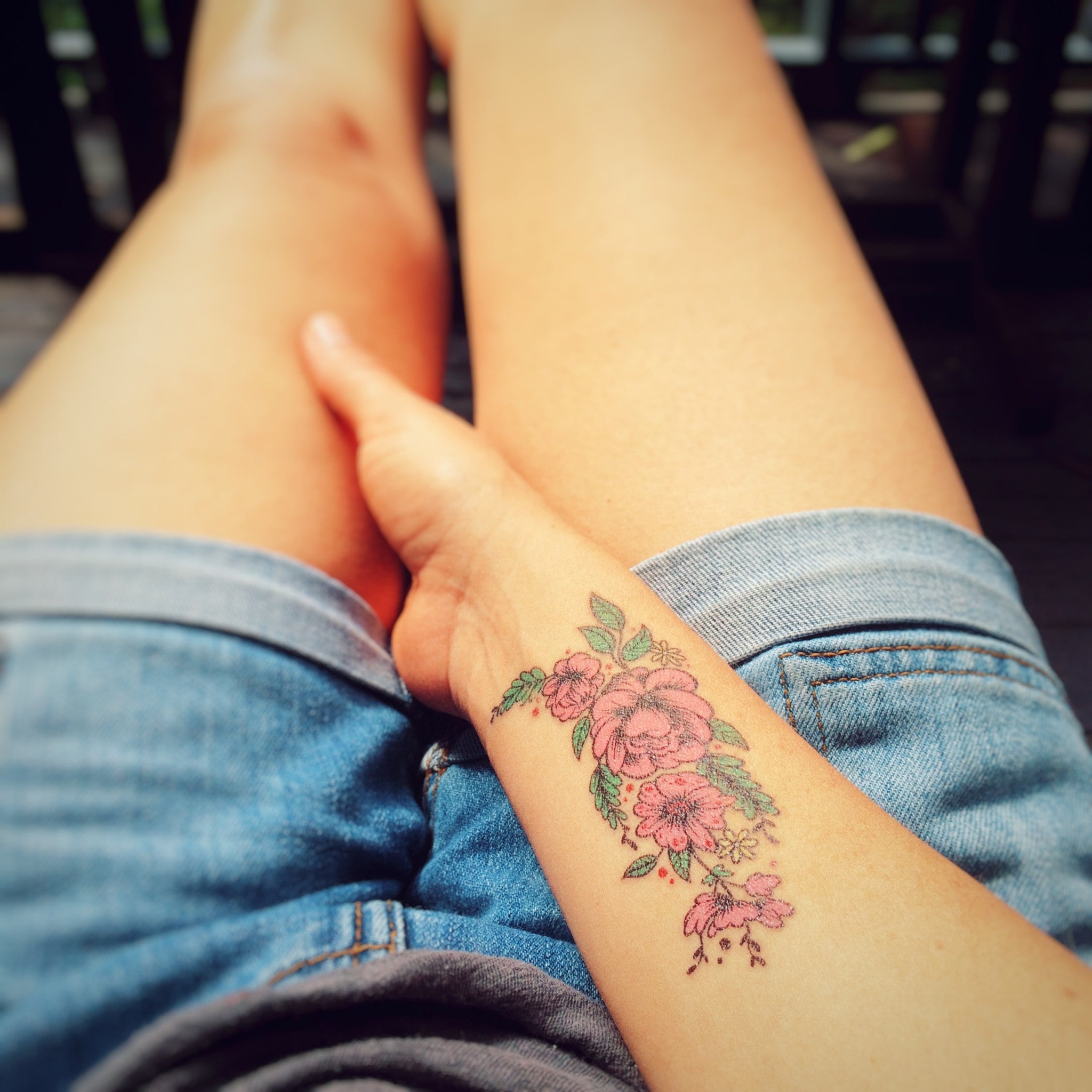Flowers temporary tattoo