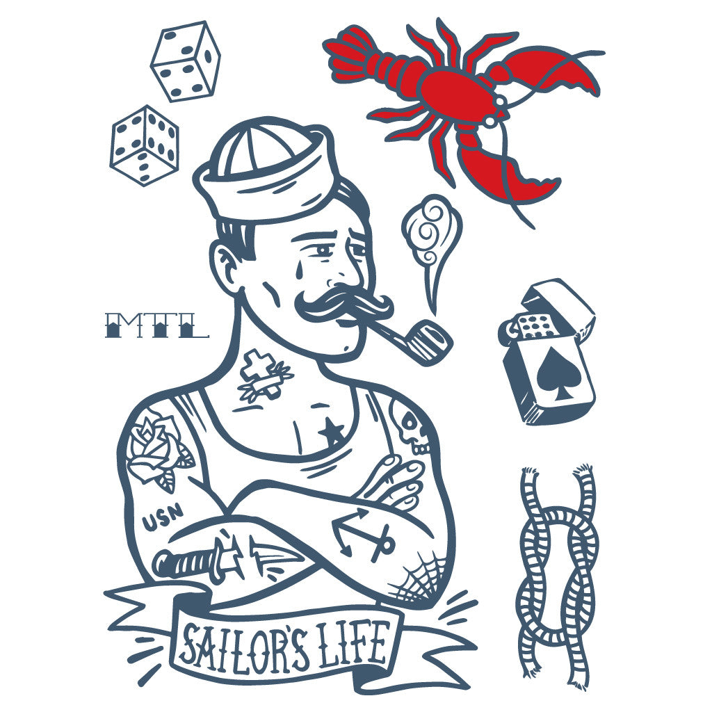 Tatouages temporaires- l'homme de la mer