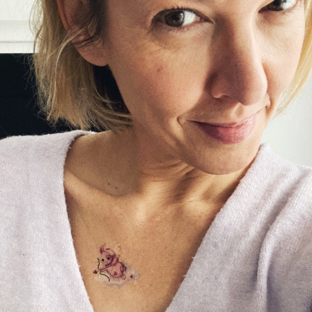 Lapin rose tatouage temporaire pour la famille